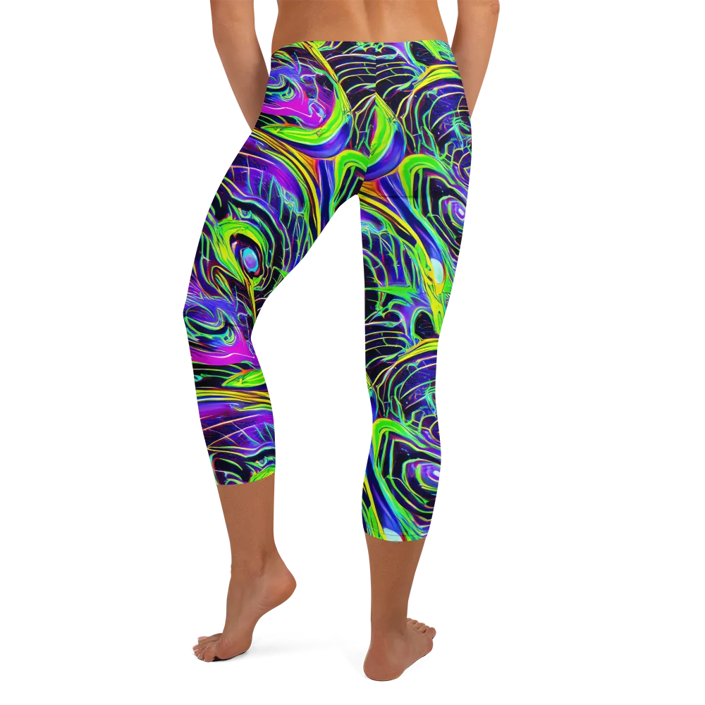 Circuit Bloom on Capri Leggings — Back