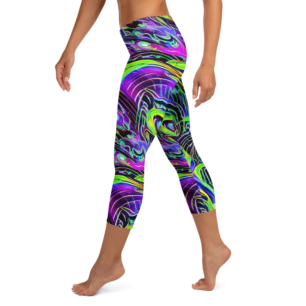 Circuit Bloom on Capri Leggings — Left