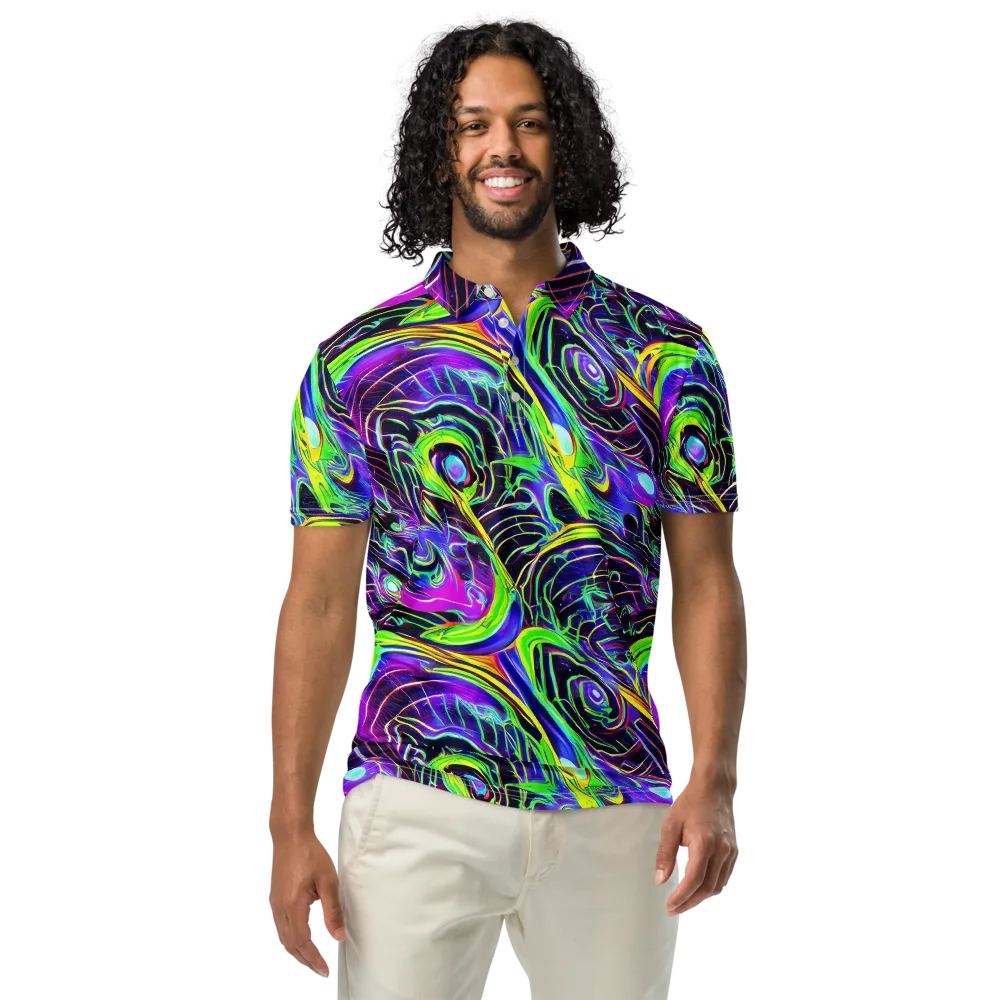 Circuit Bloom on Men's Slim Fit Polo Shirt — Front