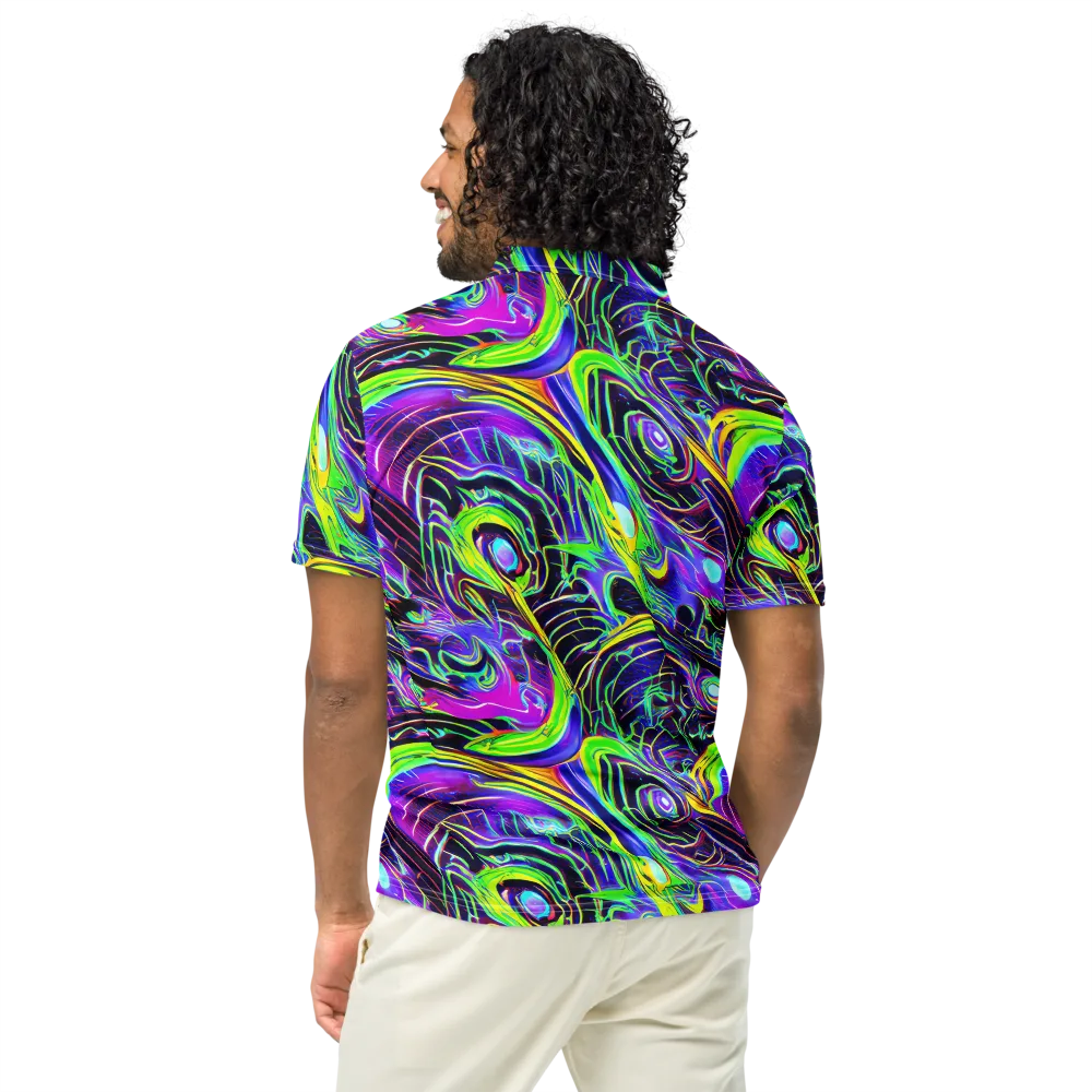 Circuit Bloom on Men's Slim Fit Polo Shirt — Back