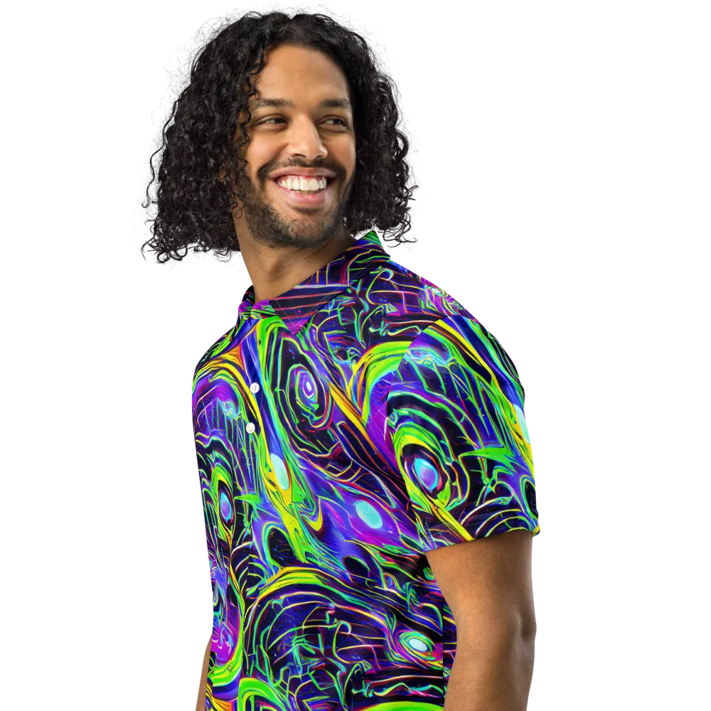 Circuit Bloom on Men's Slim Fit Polo Shirt — Left Front