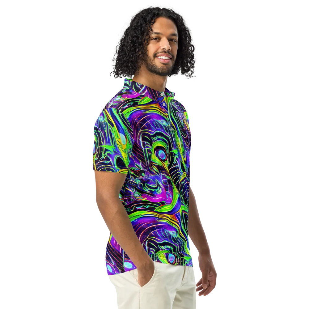 Circuit Bloom on Men's Slim Fit Polo Shirt — Right Front