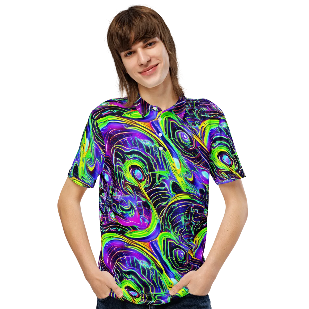 Circuit Bloom on Men's Slim Fit Polo Shirt — Front