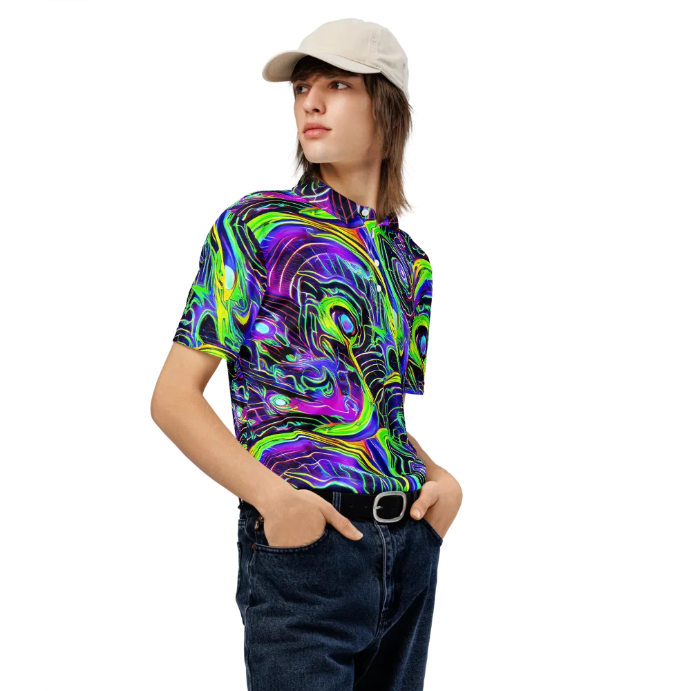 Circuit Bloom on Men's Slim Fit Polo Shirt — Right Front