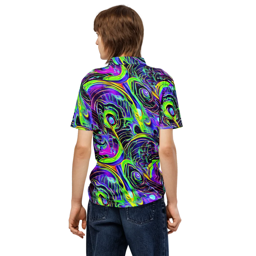Circuit Bloom on Men's Slim Fit Polo Shirt — Back