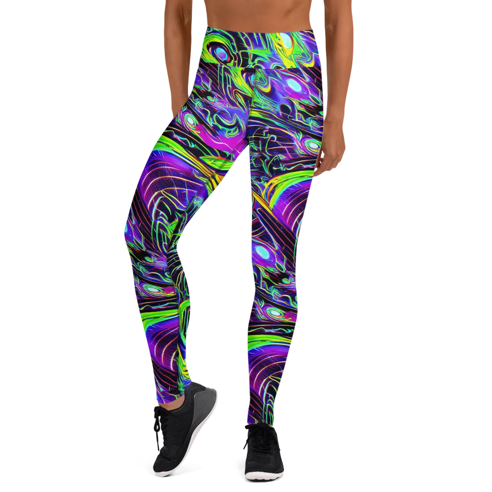 Circuit Bloom on Yoga Leggings — Front