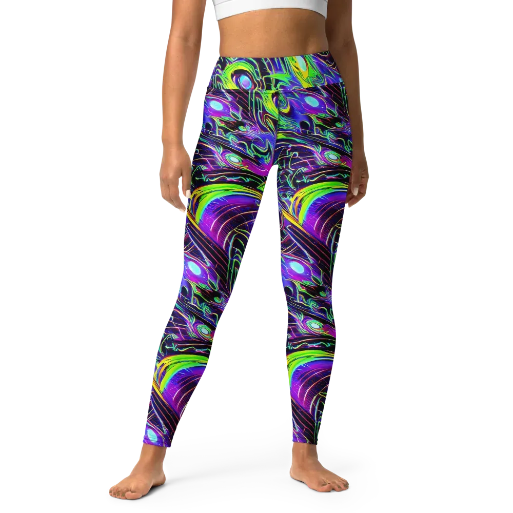 Circuit Bloom on Yoga Leggings — Front