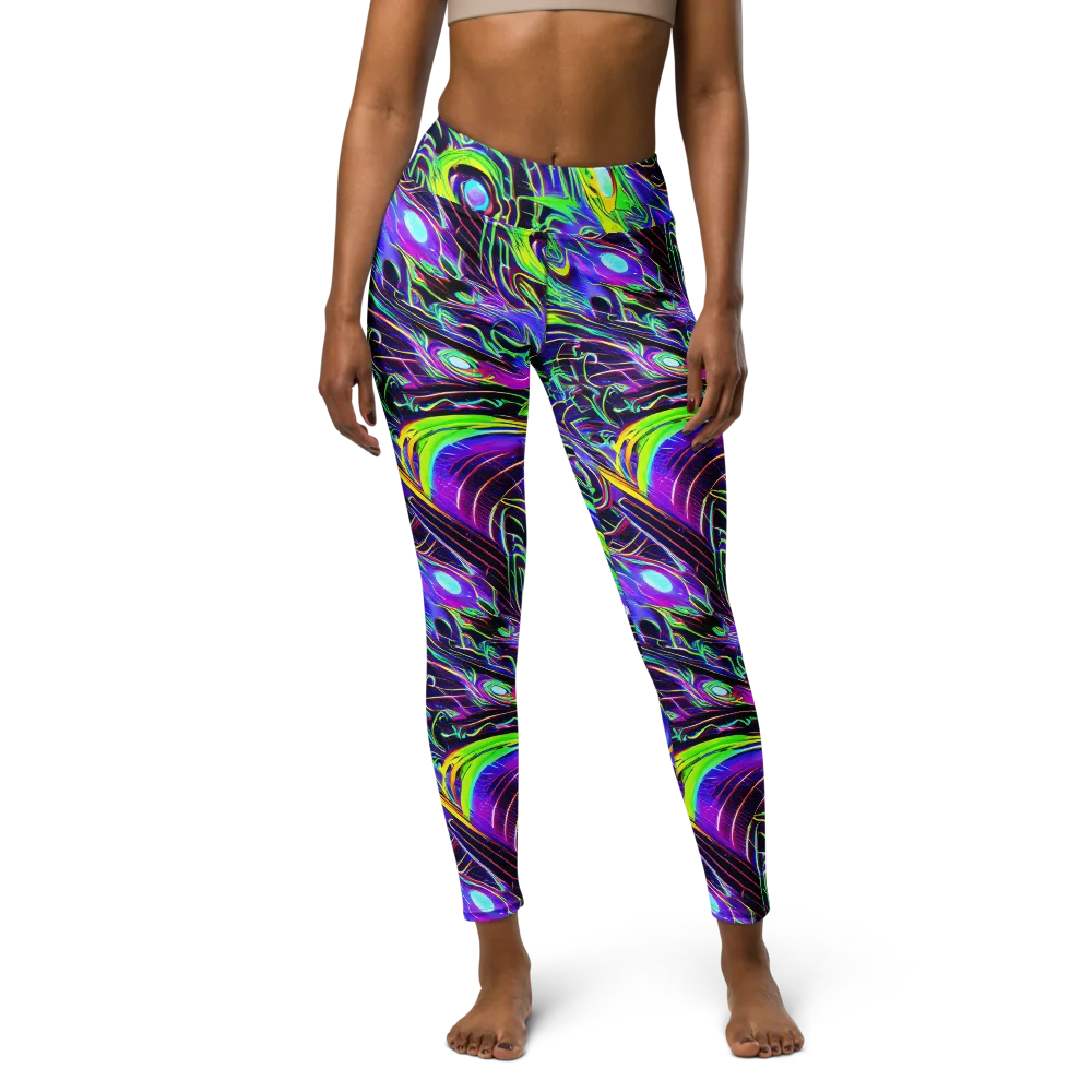 Circuit Bloom on Yoga Leggings — Front