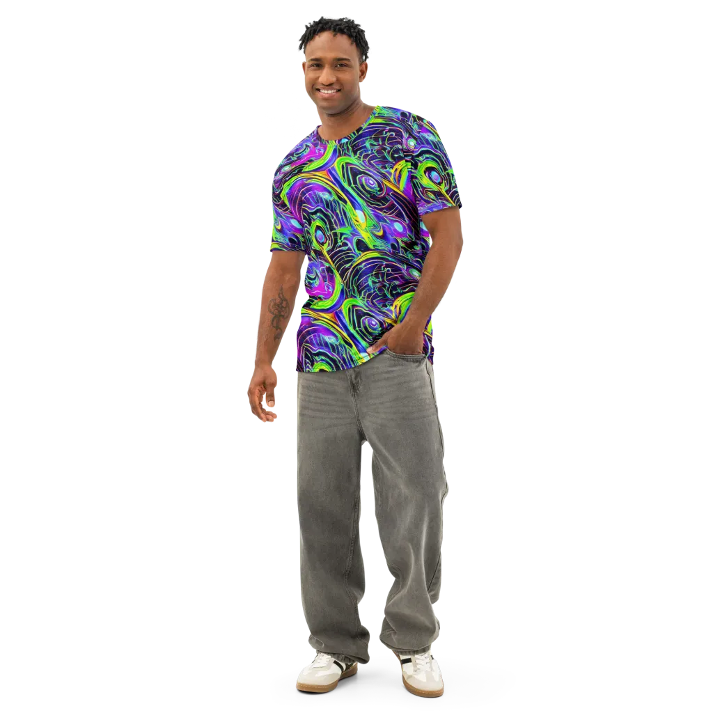 Circuit Bloom on Men's Cotton Crew Neck T-Shirt — Front