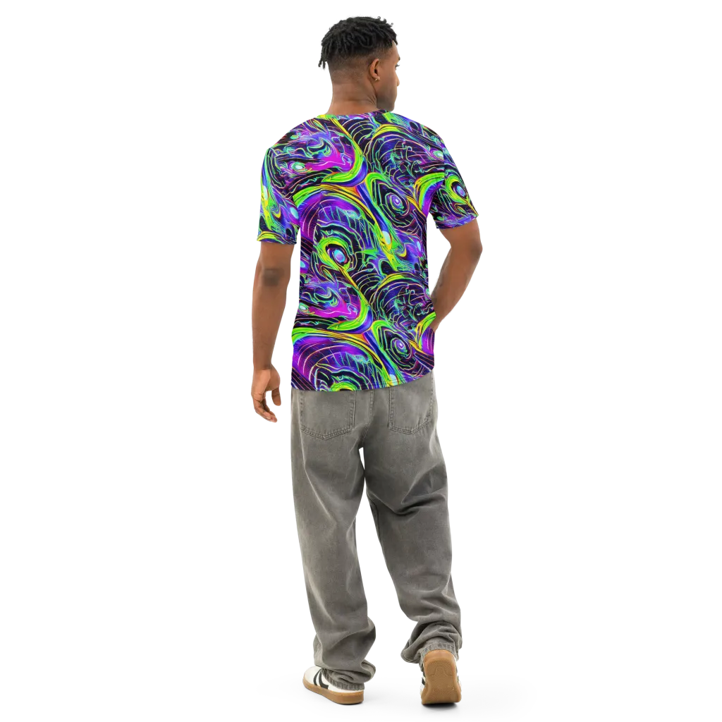 Circuit Bloom on Men's Cotton Crew Neck T-Shirt — Back
