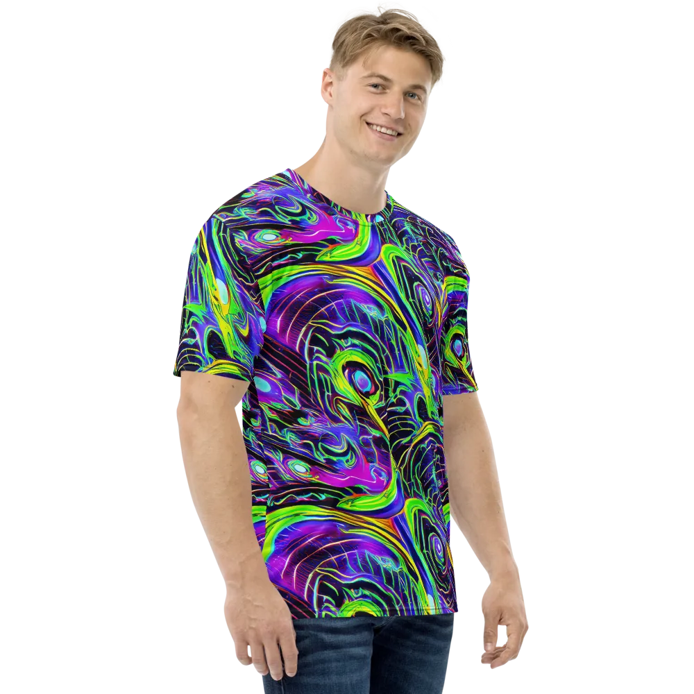 Circuit Bloom on Men's Crew Neck T-Shirt — Right