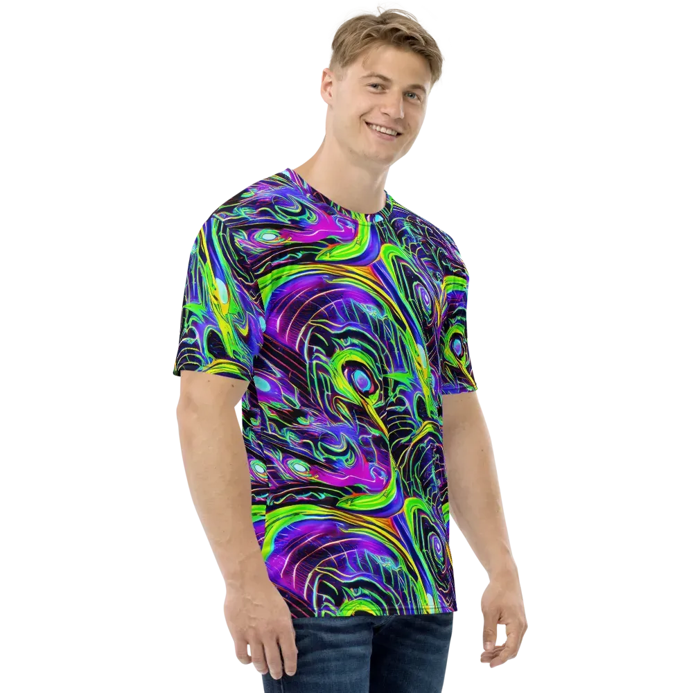 Circuit Bloom on Men's Crew Neck T-Shirt — Right