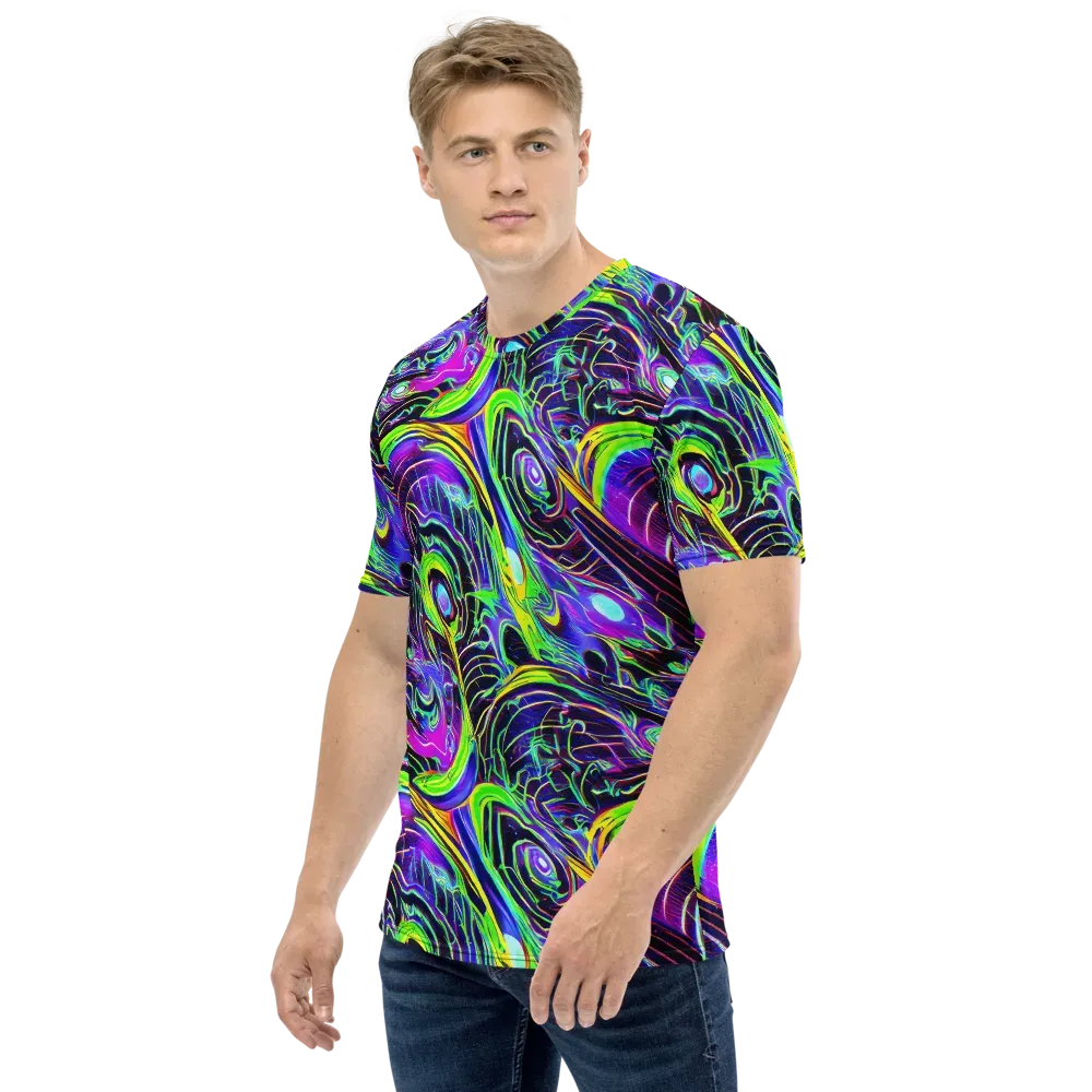 Circuit Bloom on Men's Crew Neck T-Shirt — Left
