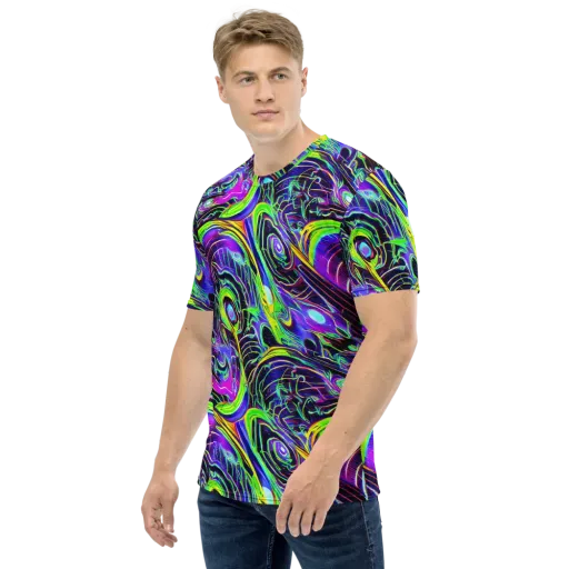 Circuit Bloom on a Men's Crew Neck T-Shirt