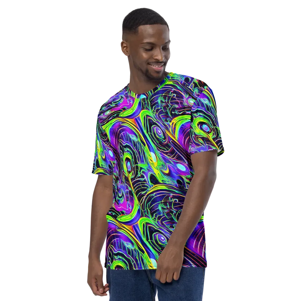 Circuit Bloom on Men's Crew Neck T-Shirt — Left