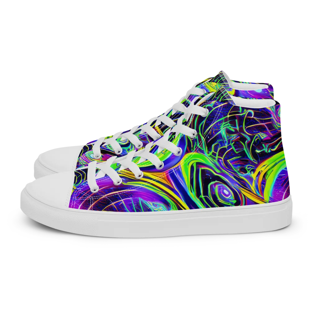 Circuit Bloom on Men's High Top Canvas Shoes — Left