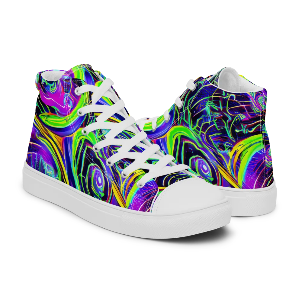 Circuit Bloom on Men's High Top Canvas Shoes — Right