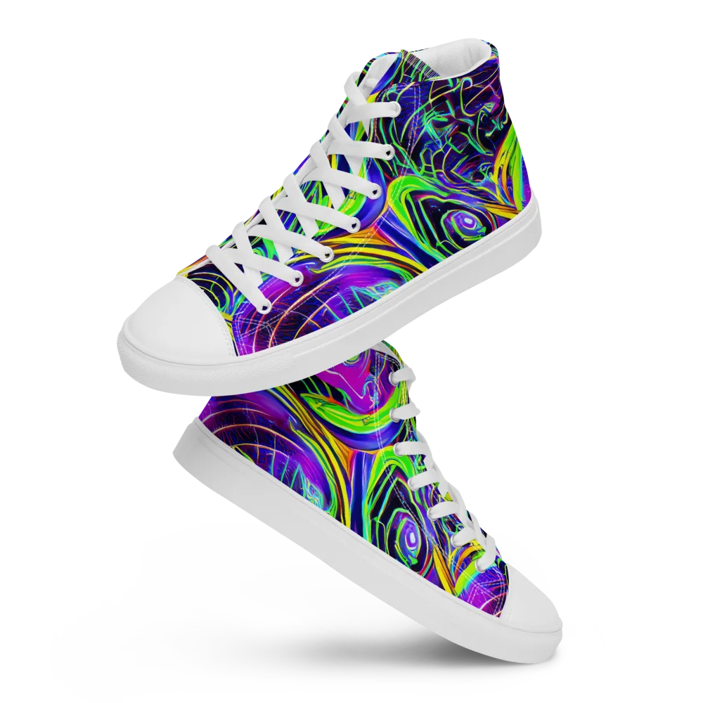 Circuit Bloom on Men's High Top Canvas Shoes — Front