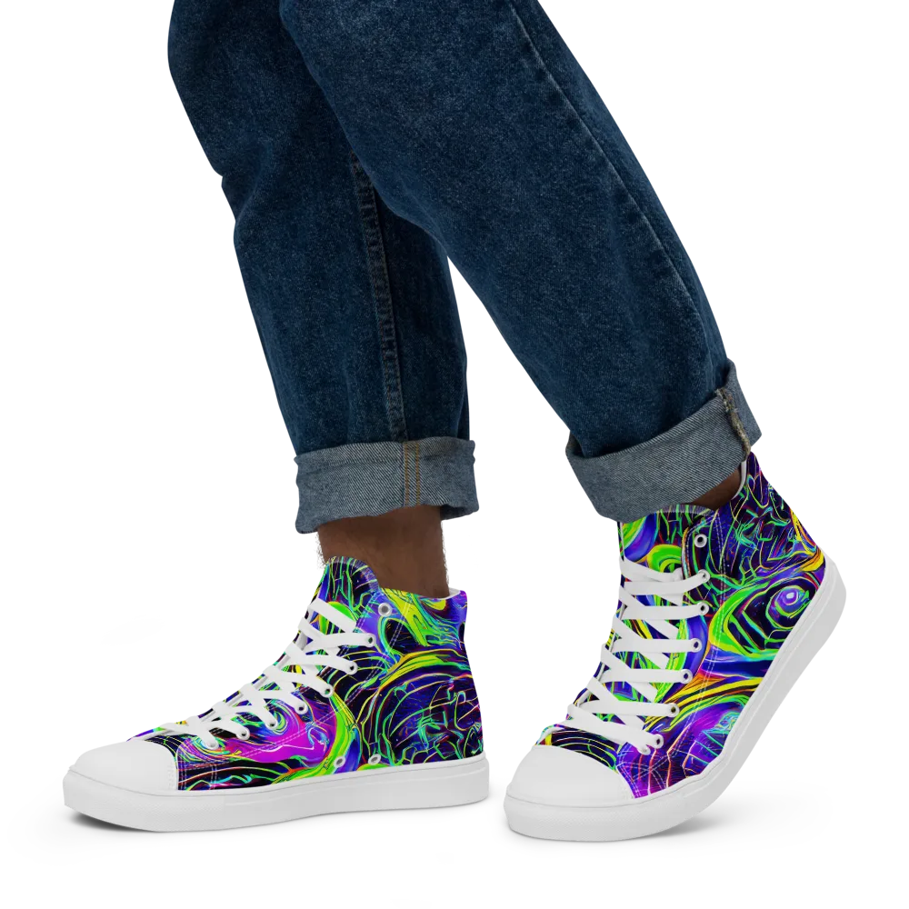 Circuit Bloom on Men's High Top Canvas Shoes — Left