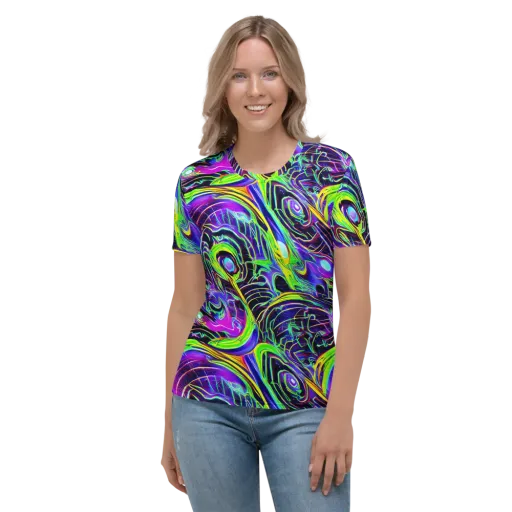 Circuit Bloom on a Women's Crew Neck T-Shirt