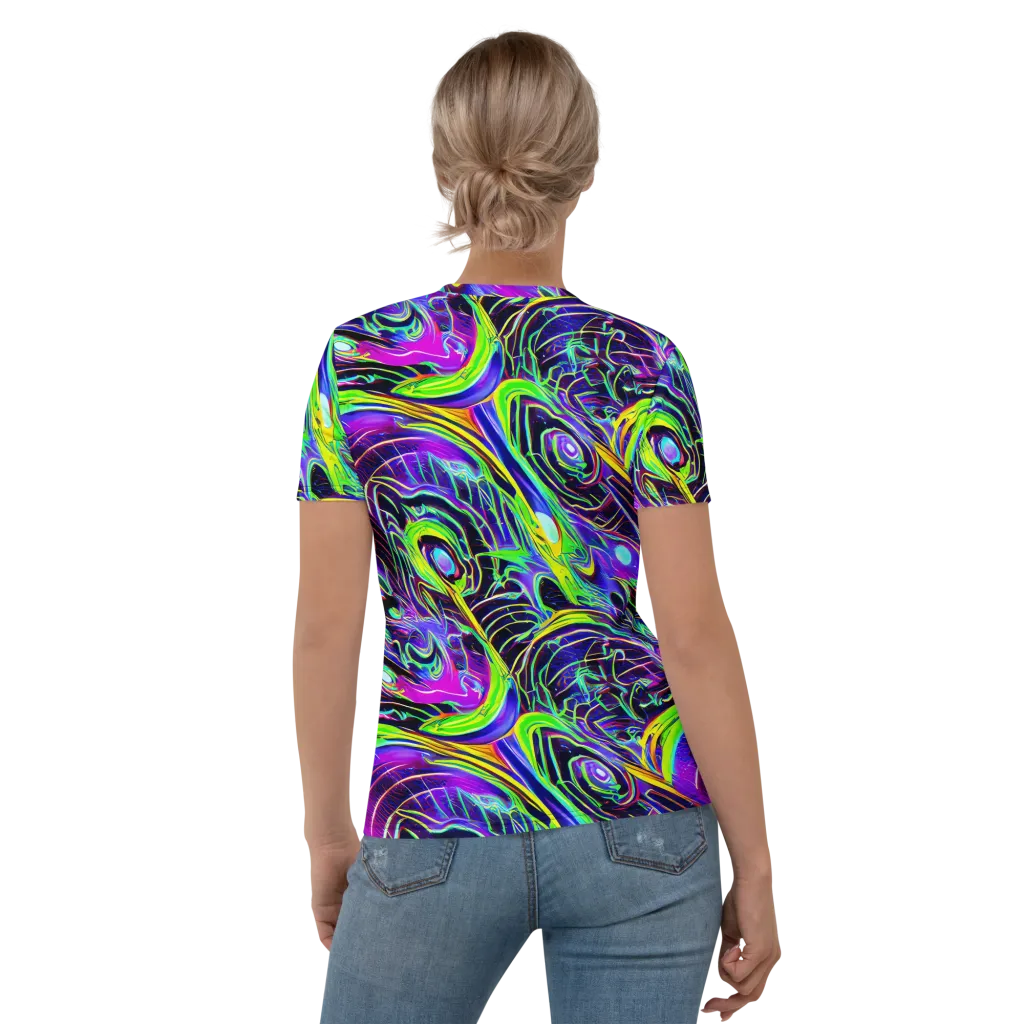 Circuit Bloom on Women's Crew Neck T-Shirt — Back