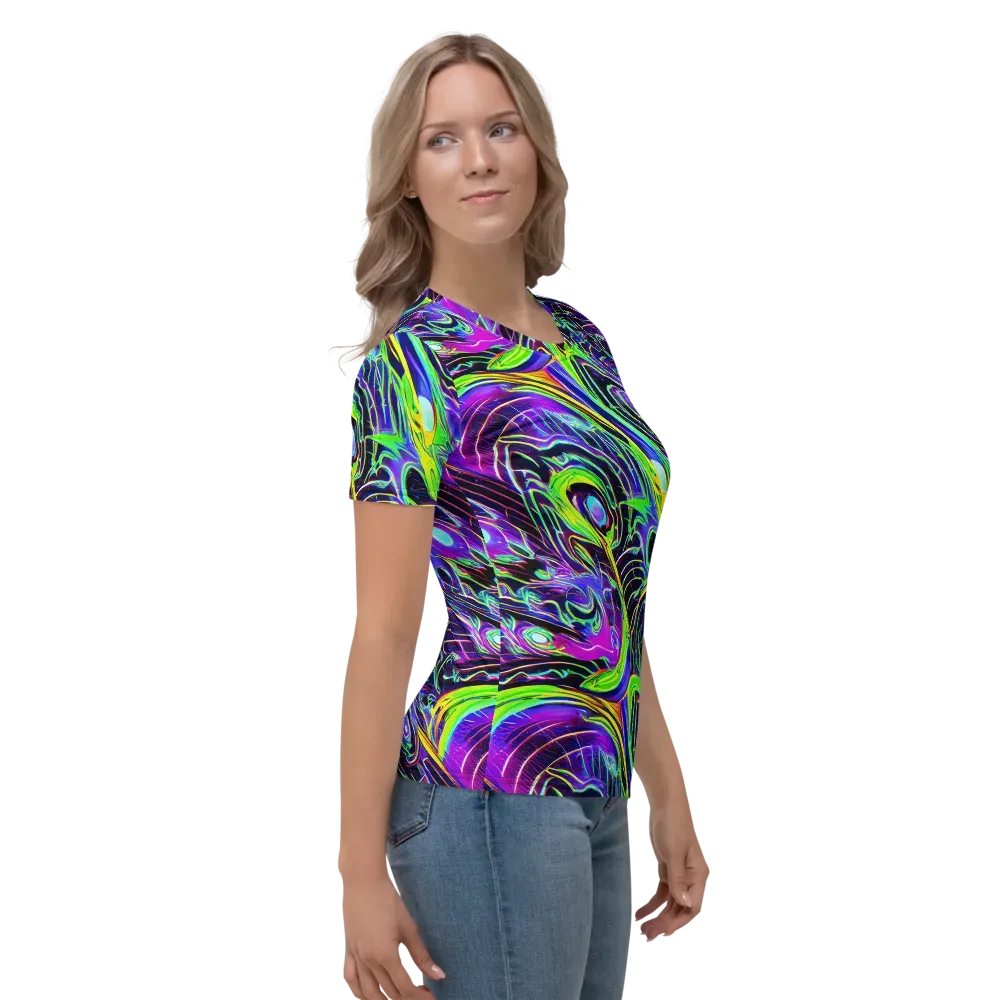 Circuit Bloom on Women's Crew Neck T-Shirt — Right