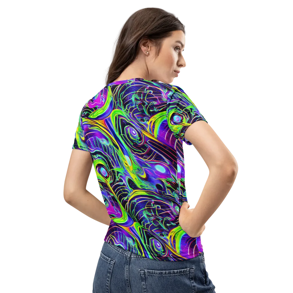 Circuit Bloom on Women's Crew Neck T-Shirt — Back