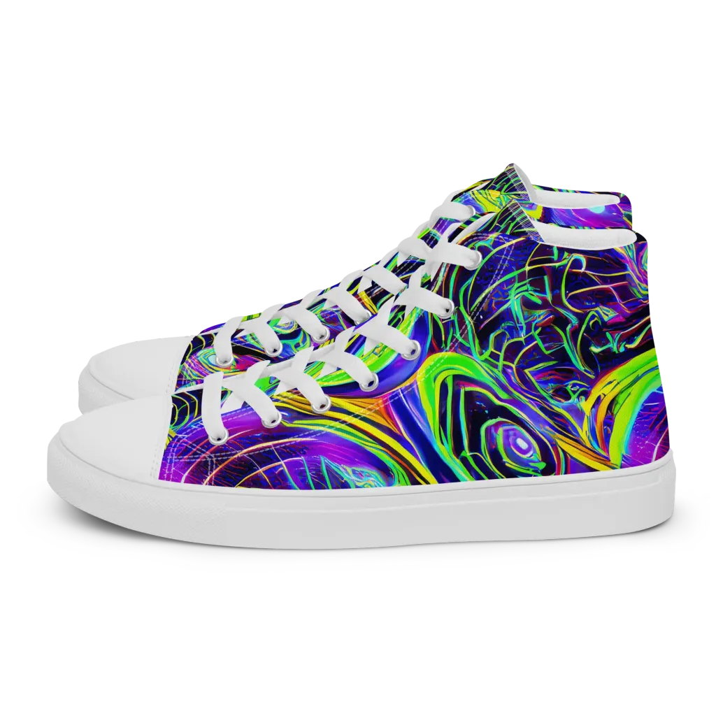 Circuit Bloom on Women's High Top Canvas Shoes — Left