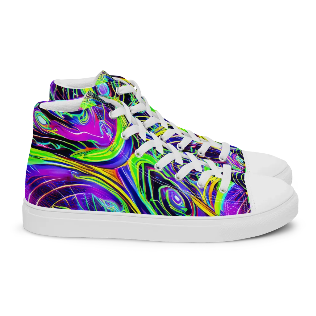 Circuit Bloom on Women's High Top Canvas Shoes — Right