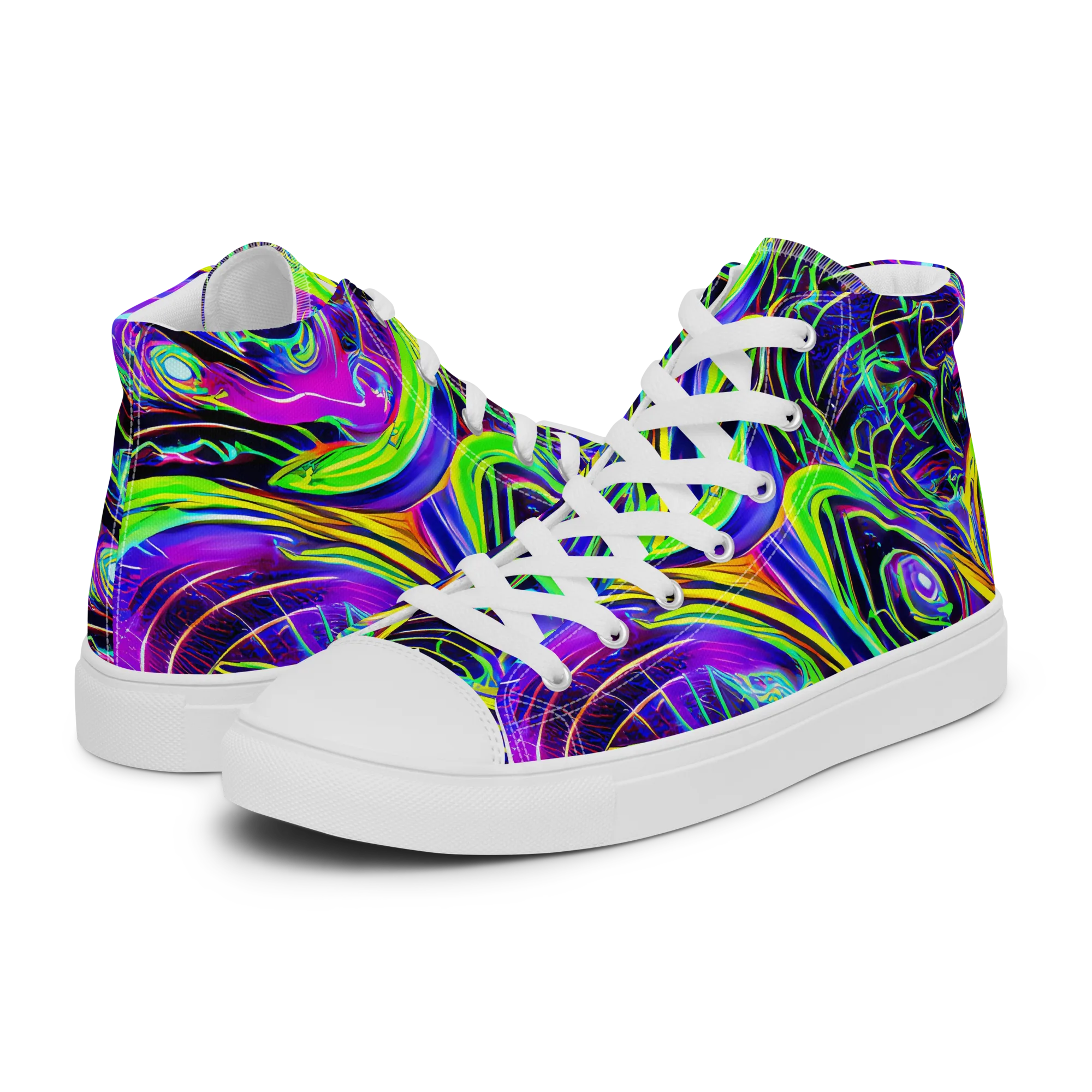 Circuit Bloom on Women's High Top Canvas Shoes — Left