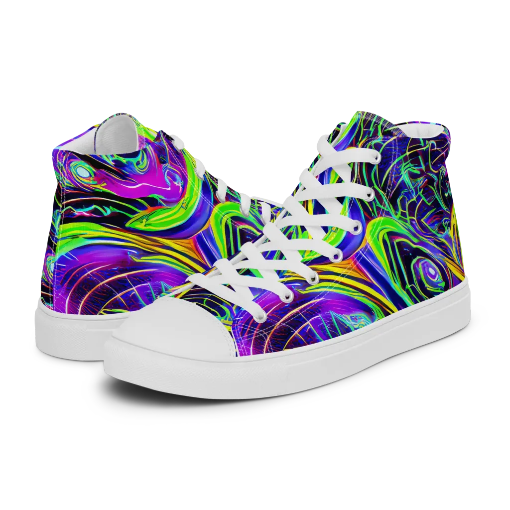 Circuit Bloom on Women's High Top Canvas Shoes — Left