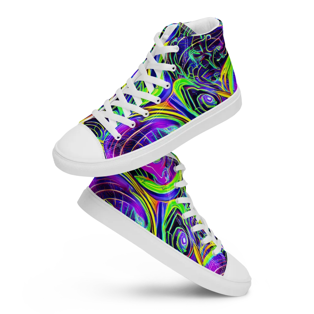 Circuit Bloom on Women's High Top Canvas Shoes — Front