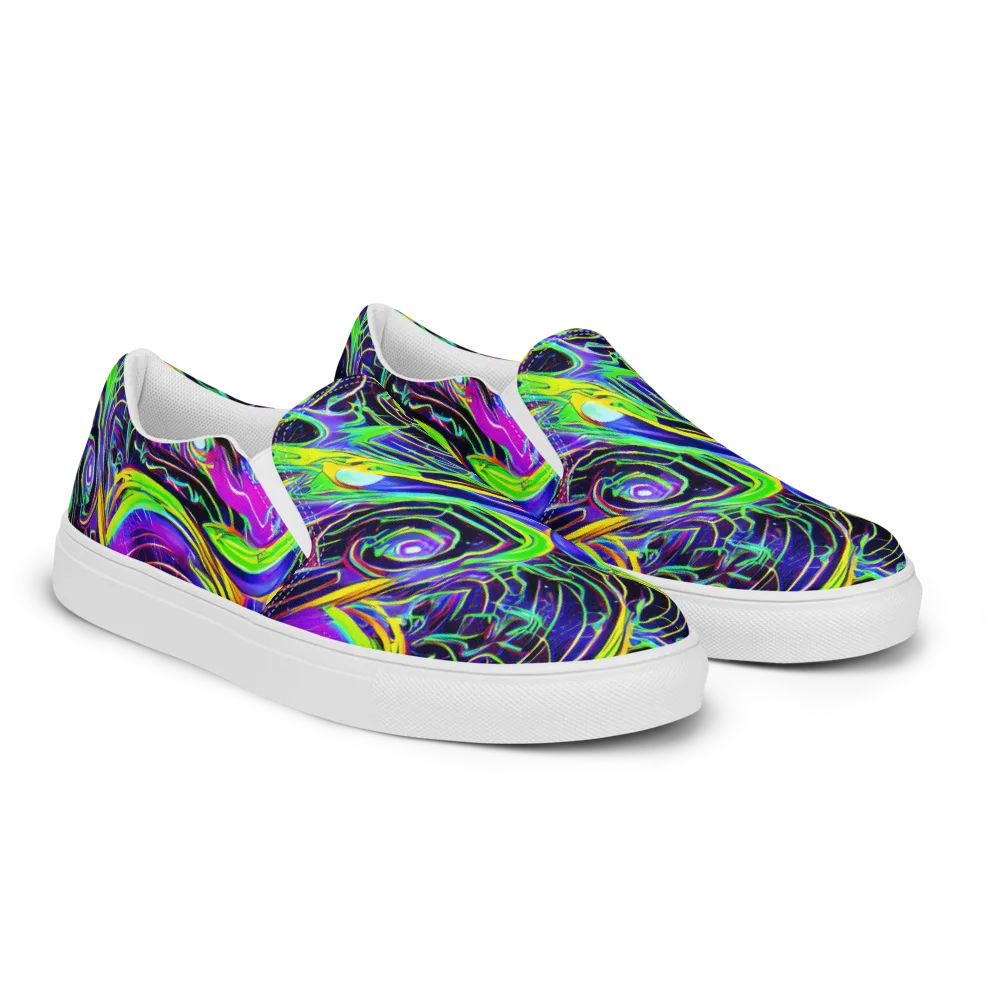 Circuit Bloom on Men's Slip-On Canvas Shoes — Right Front