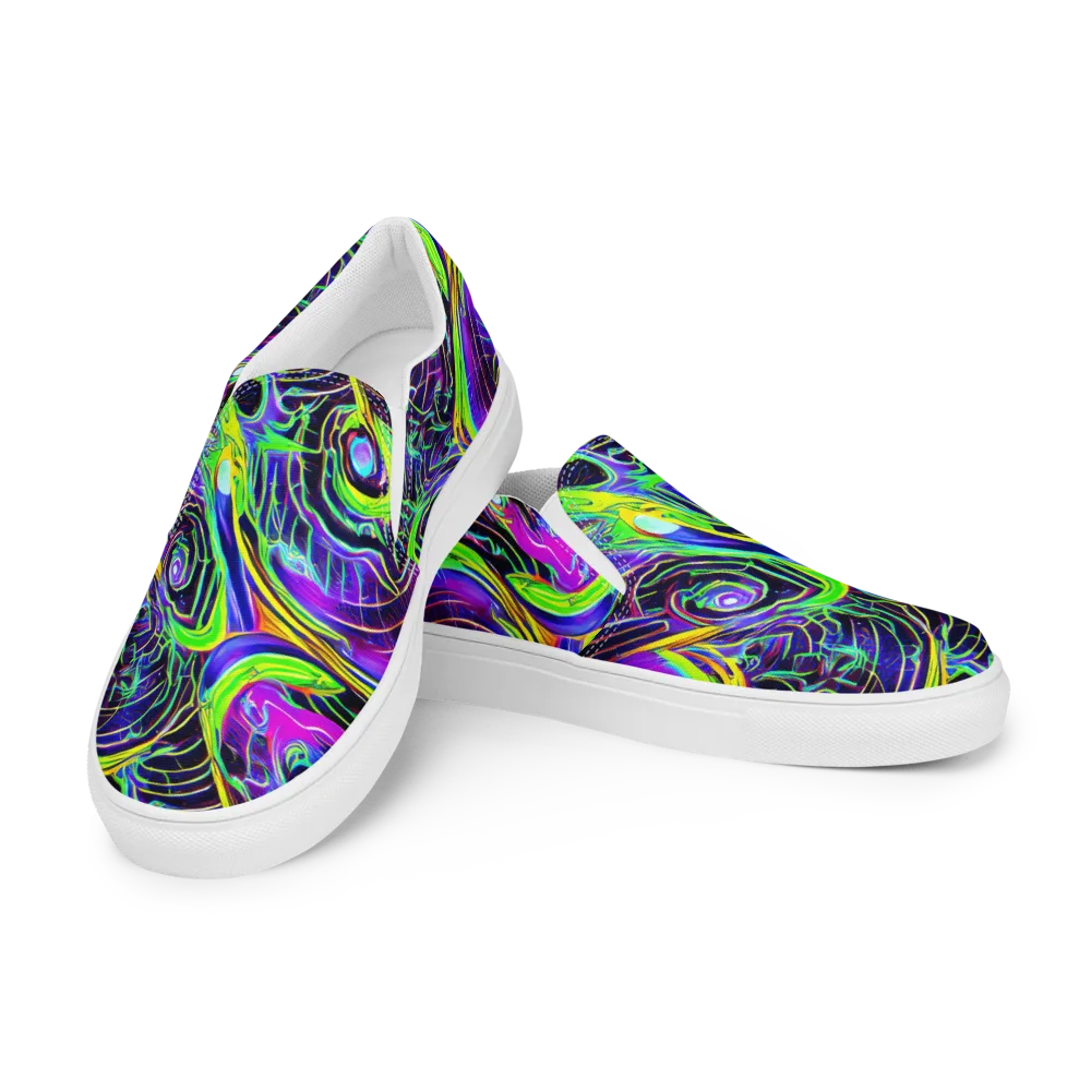 Circuit Bloom on Men's Slip-On Canvas Shoes — Left Front