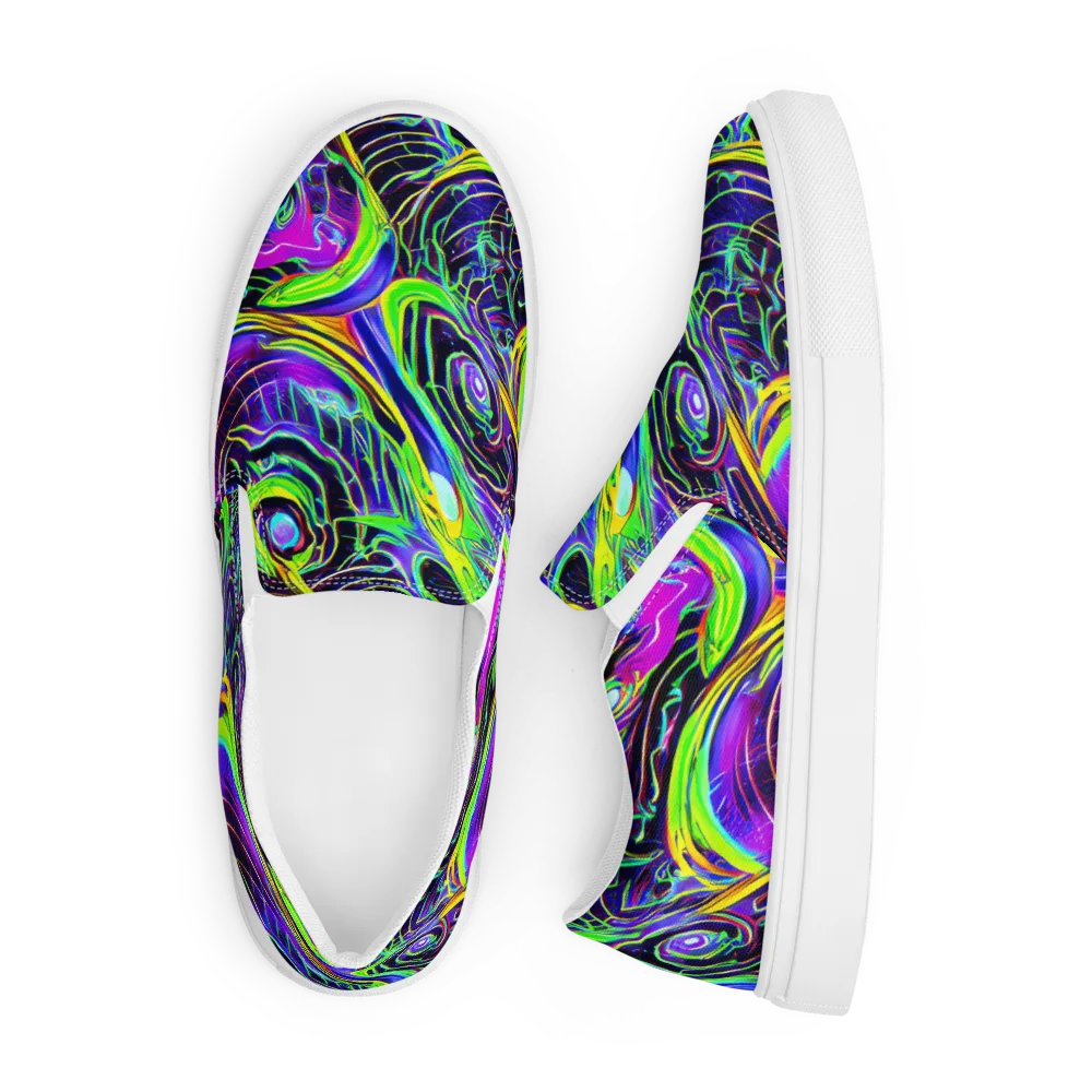 Circuit Bloom on Men's Slip-On Canvas Shoes — Front