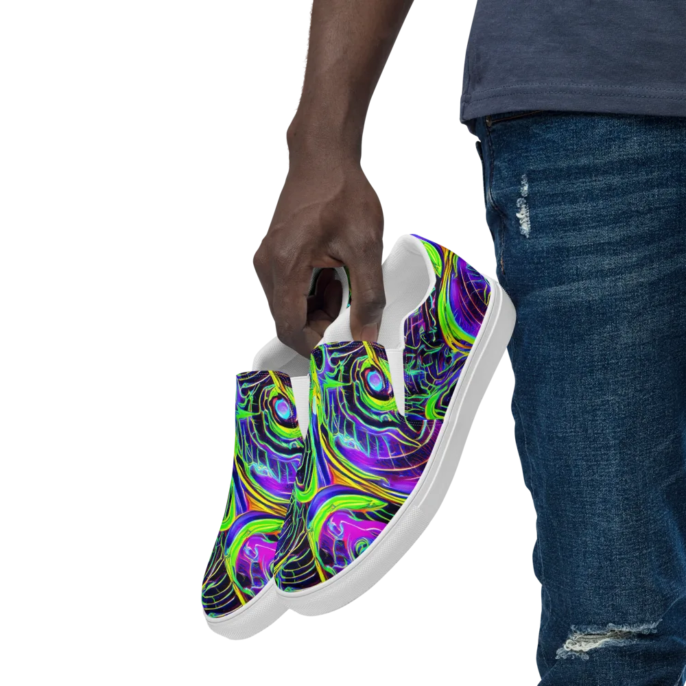 Circuit Bloom on Men's Slip-On Canvas Shoes — Left Front