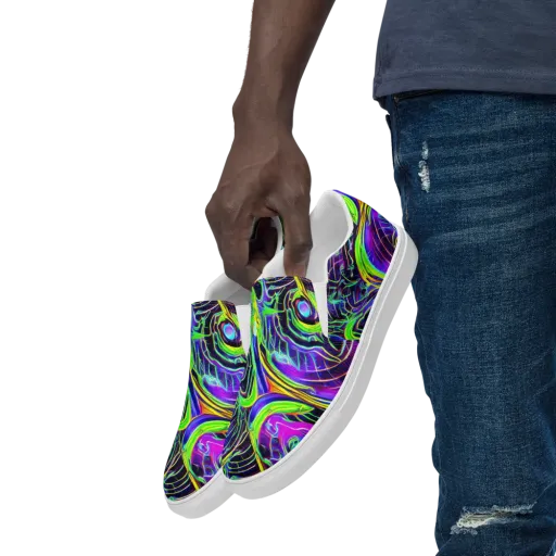 Circuit Bloom on a Men's Slip-On Canvas Shoes