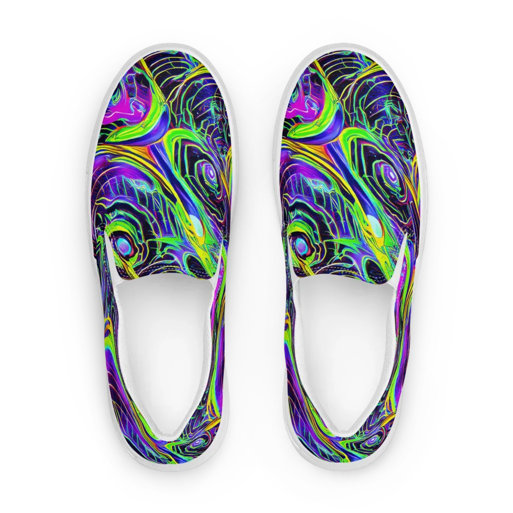 Circuit Bloom on Women's Slip-On Canvas Shoes — Front