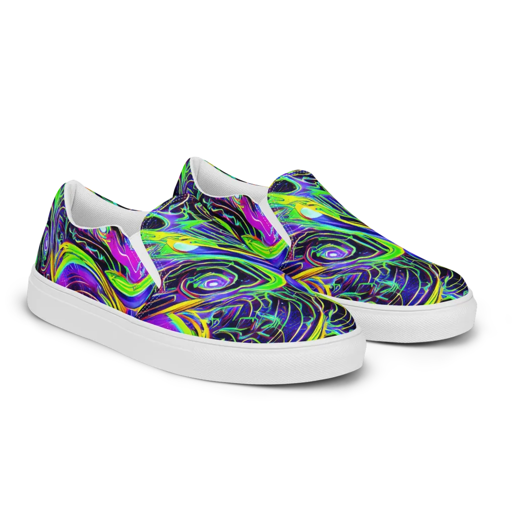 Circuit Bloom on Women's Slip-On Canvas Shoes — Right Front