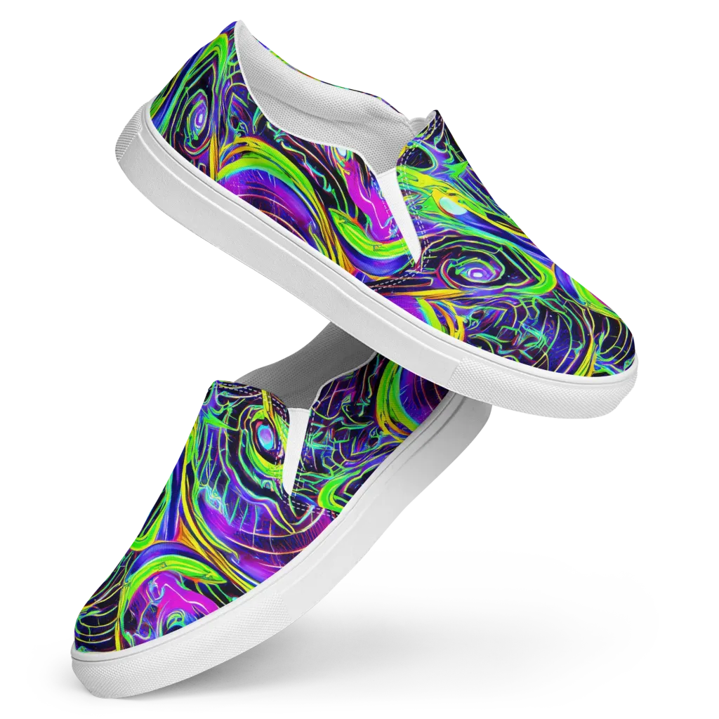 Circuit Bloom on Women's Slip-On Canvas Shoes — Front