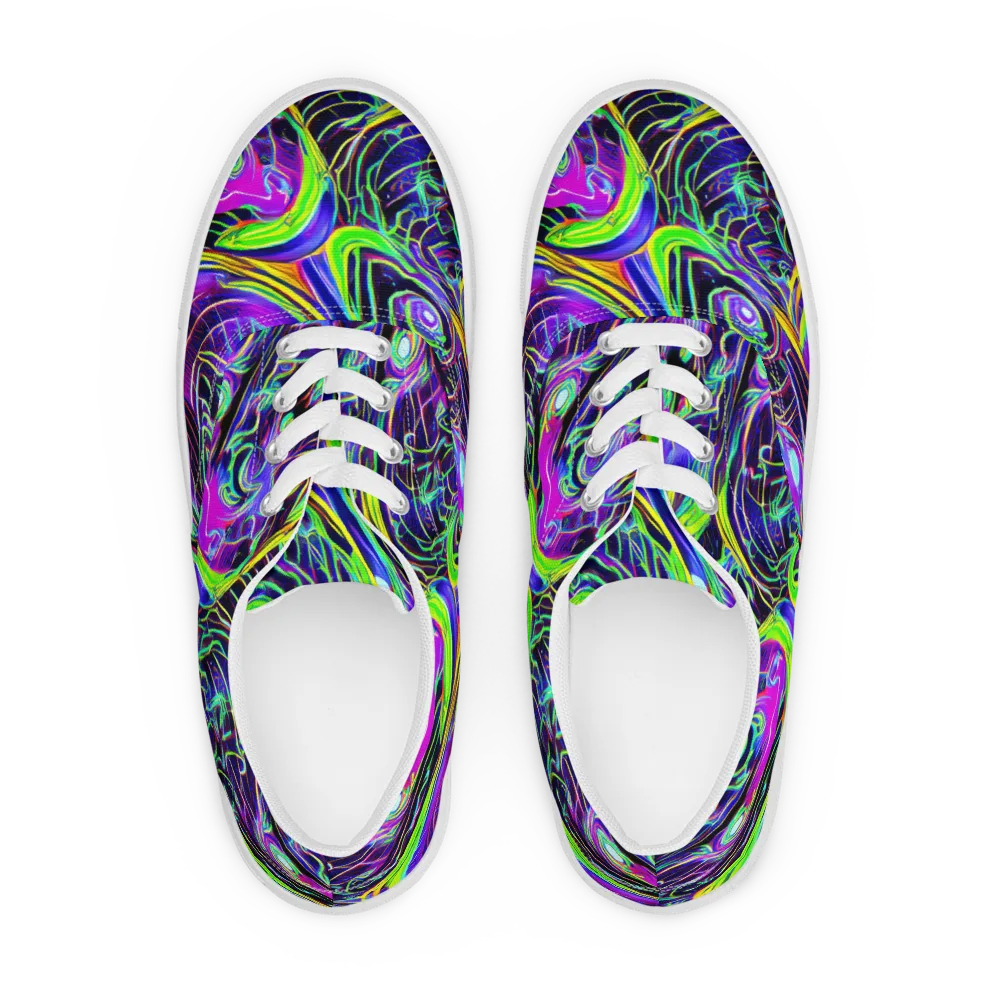 Circuit Bloom on Men's Lace-Up Canvas Shoes — Front