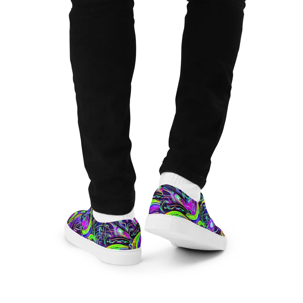 Circuit Bloom on Men's Lace-Up Canvas Shoes — Back