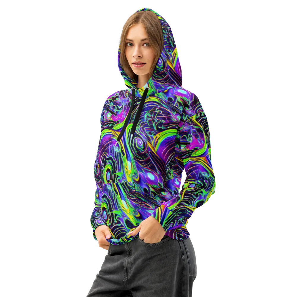 Circuit Bloom on Cotton Hoodie — Left Front