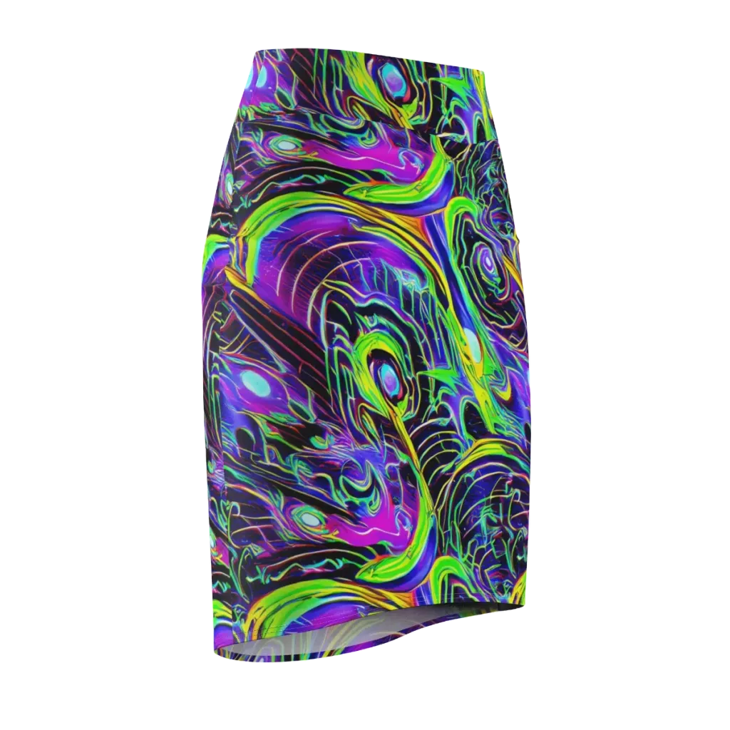 Circuit Bloom on Pencil Skirt — Front Side