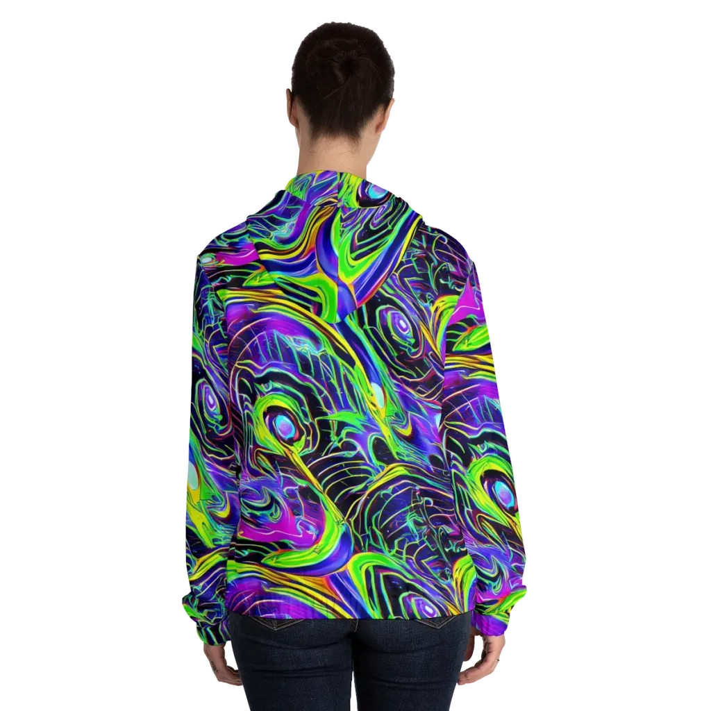 Circuit Bloom on Women's Full-Zip Hoodie — Back On Person
