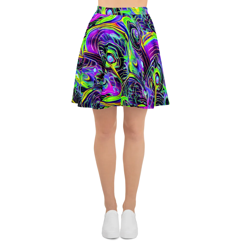 Circuit Bloom on Skater Skirt — Front