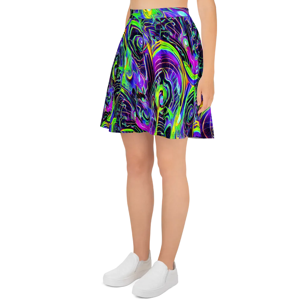 Circuit Bloom on Skater Skirt — Left