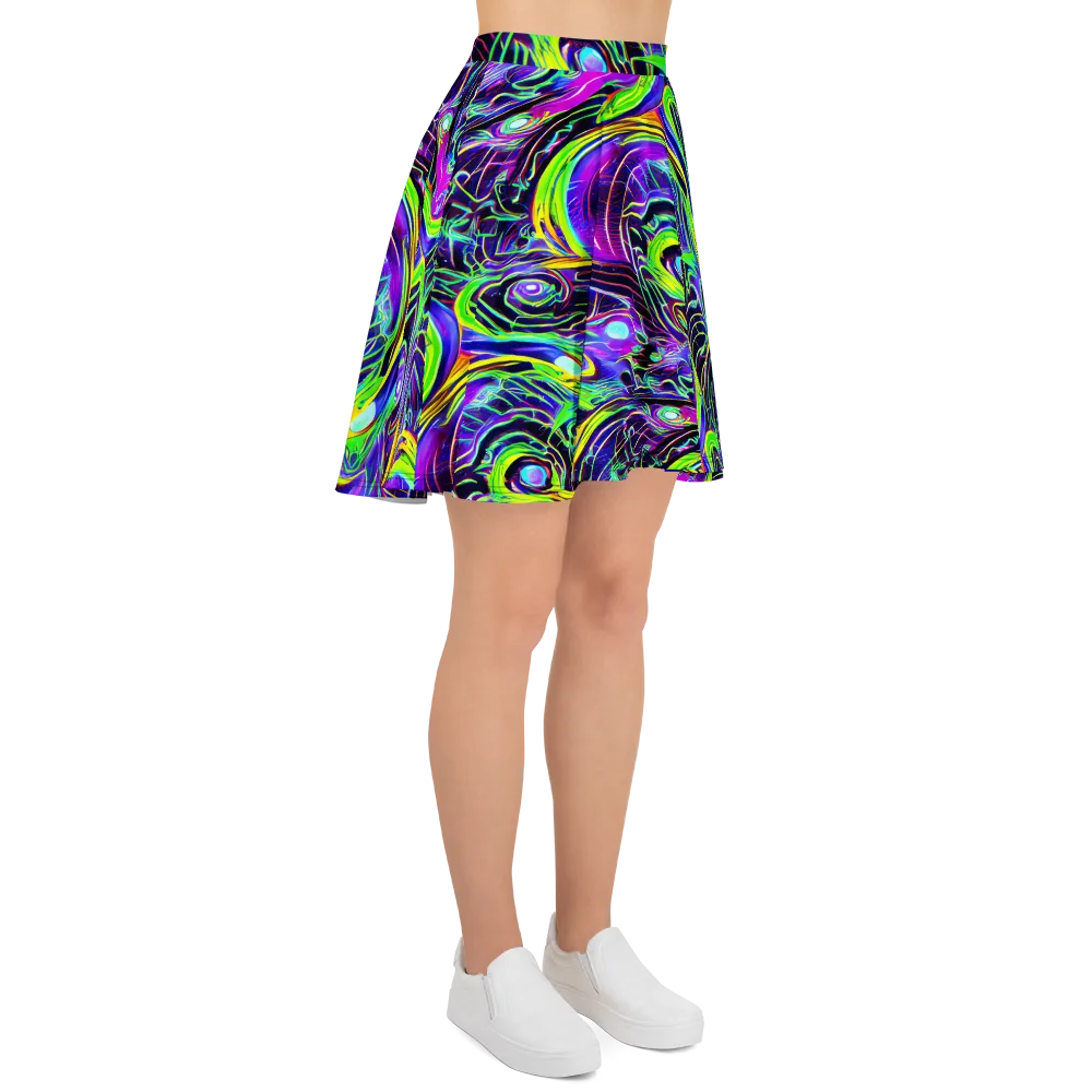Circuit Bloom on Skater Skirt — Right