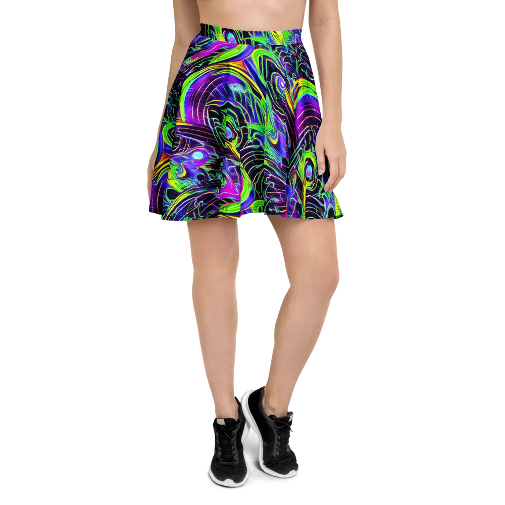Circuit Bloom on Skater Skirt — Front