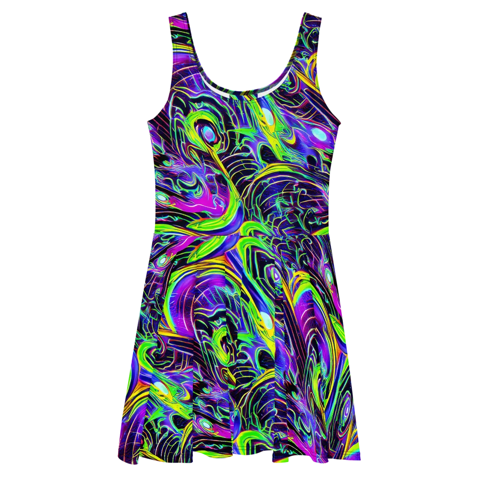 Circuit Bloom on Skater Dress — Front